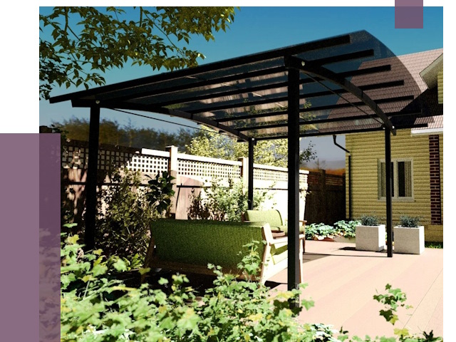 Навесы для террасы в Вятских Поляне от 12941 руб. под ключ | ПРОЛЁТ-Втс