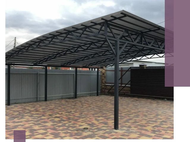 Металлические навесы под ключ в Вятских Поляне — изготовление и монтаж