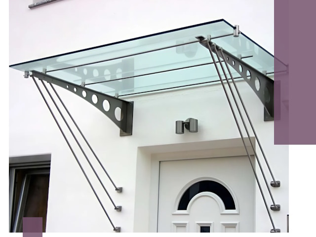 Козырьки над входом под ключ в Вятских Поляне — изготовление и монтаж